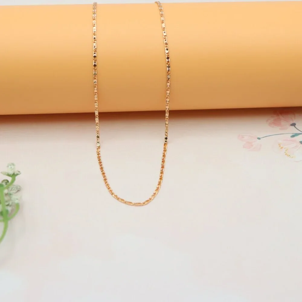 Dainty Diamond-Cut Rose Gold Necklace, Adjustable Chain, XPNL0191